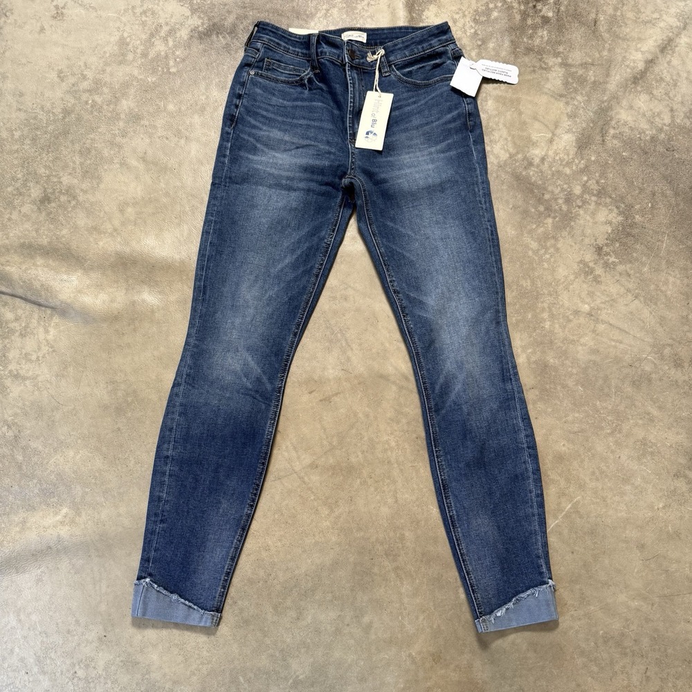 Hint‎ of Blu Jeans Womens Size 27 Blue Brilliant High Rise Skinny Recycled